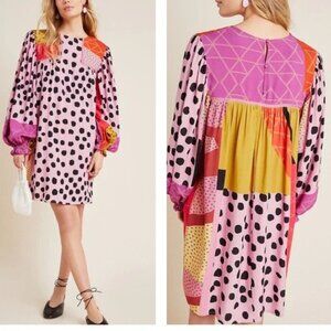 Anthropologie Bl^nk London Miranda Tunic Dress Size 1X Multi Print Long Sleeve
